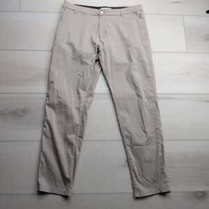 Birddogs Pants Men 34x30 (Fit 34x28) Stretch Chino Unlined Zip Pocket Beige Golf